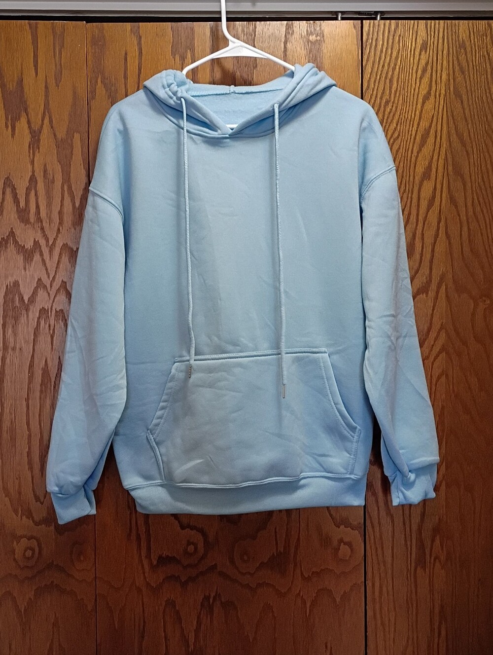 Women's Light Blue Pullover Hoodie with Kangaroo Pocket